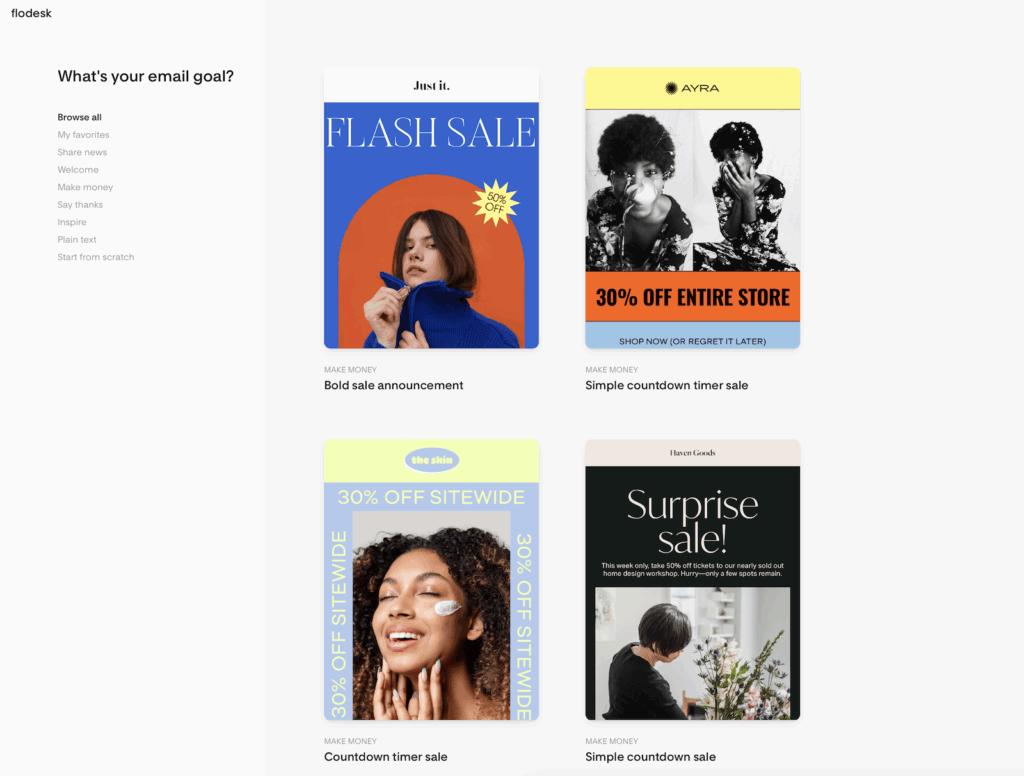 Flodesk Email Design Vorlagen