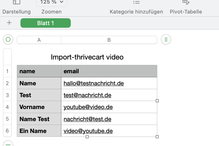 csv Datei für import in onlinekurs Plattform